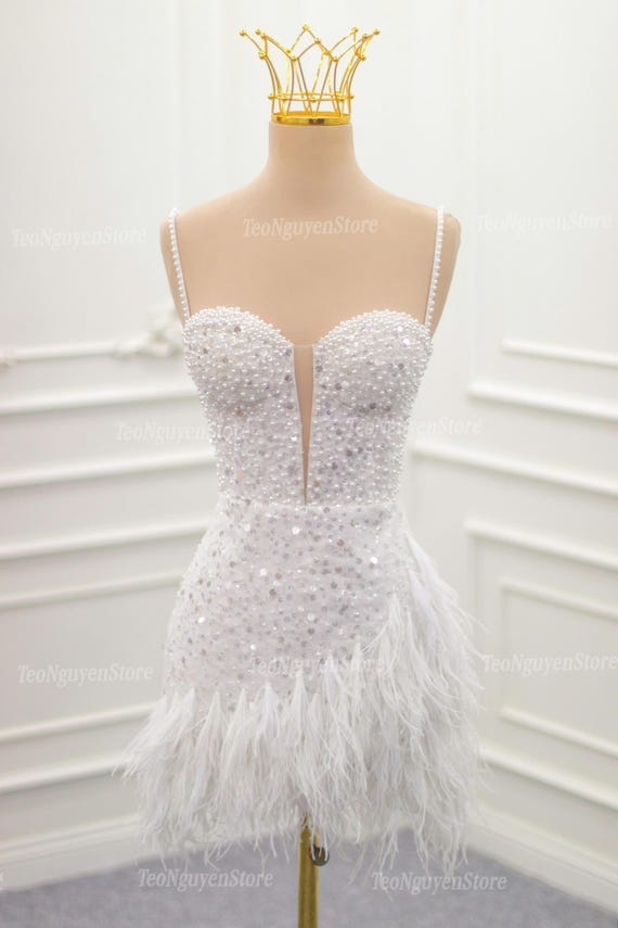 Short Beaded and Feather Wedding Dresses. Luxury Mini Wedding Dresses. Custom Short Reception Dresses. Short Feather Party Dresses. Short Beaded and Feather Wedding Dresses. Luxury Mini Wedding Dresses. Custom Short Reception Dresses. Short Feather Party Dresses.