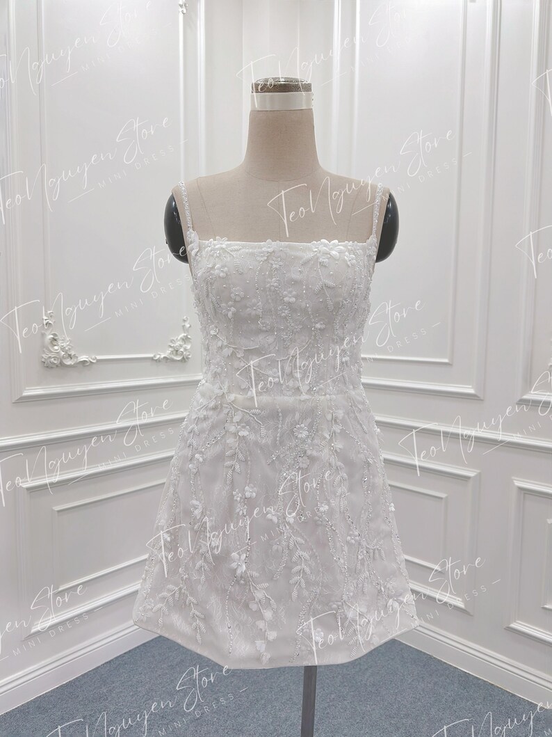 Lace Mini Dress with Beaded Detail - Modern Bridal Mood main image 1