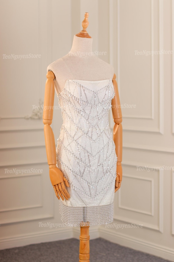 long body fitting dress Lady Black Tie - Delta Mini Dress - Beaded Short Fitted Cocktail Dress