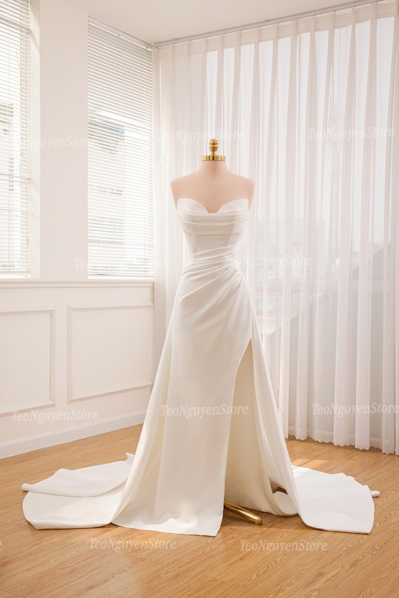 Buy 2 in 1 Satin Wedding Dress. Satin Trumpet Wedding Dress. Bridal Wedding Dress With Detachable Train. Custom Made Wedding Dress. Online in India - Etsy Buy 2 in 1 Satin Wedding Dress. Satin Trumpet Wedding Dress. Bridal Wedding Dress With Detachable Train. Custom Made Wedding Dress. Online in India - Etsy