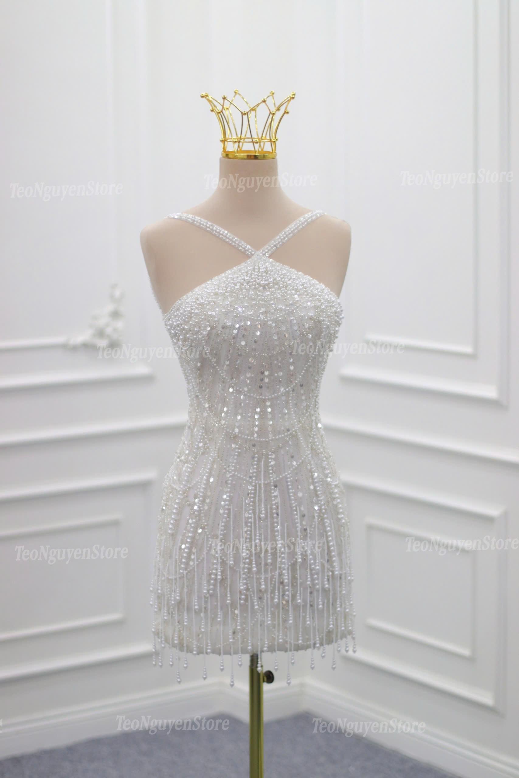 STUDIO Pearl Embellished Short Dress
