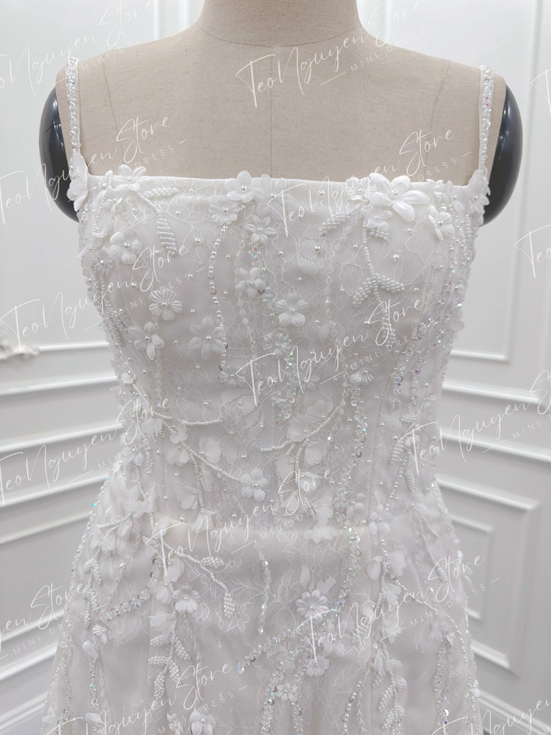 Lace Mini Dress with Beaded Detail - Modern Bridal Mood