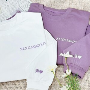 Custom Embroidered Couples Sweatshirt | Roman Numeral Sweatshirt | Valentine Sweatshirt | Valentine Gift for Him | Anniversary Gifts for Him