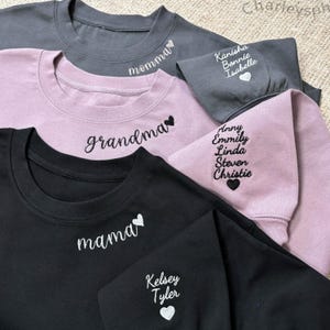 Custom Mama Sweatshirt With Kids Name On Sleeve, Personalized Mom/Grandma Sweatshirt, Minimalist Momma Sweatshirt, Mothers Day Gift For Mom