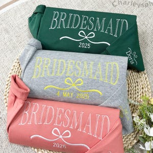 Custom Bridesmaid Embroidered Sweatshirt | Maid of Honor Sweatshirt | Maid of Honor Gift | Bachelorette Party Gift | Bridesmaid Gifts