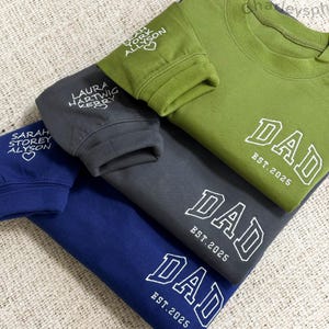 Custom Embroidered Dad Sweatshirt | Name with Heart on Sleeve | Dad Sweatshirt with Est. Year | Perfect New Dad & Father&#39;s Day Gift