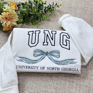 Custom College Sweatshirt with Bow, Personalized Bow Sweatshirt School Color University Sweater Hoodie Sorority Alumni Sweatshirt Graduation
