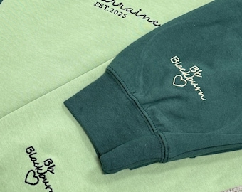 Sweatshirt brodé personnalisé marraine avec prénoms d'enfant, sweat-shirt parrain, cadeau marraine, col rond proposition marraine, cadeau fête des mères
