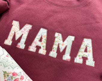 Custom Mama  Embroidered Sweatshirt, New Auntie Nana Sweatshirt, Personalized Floral New Mama Sweatshirt,, Mothers Day Gift