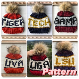 Retro Varsity Knitted Hat Pattern: Chunky Monogram Beanie (PDF Pattern)