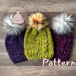 The Heartstream Beanie Pattern, Knitted Hat Pattern, Knitting Pattern, Chunky Hat