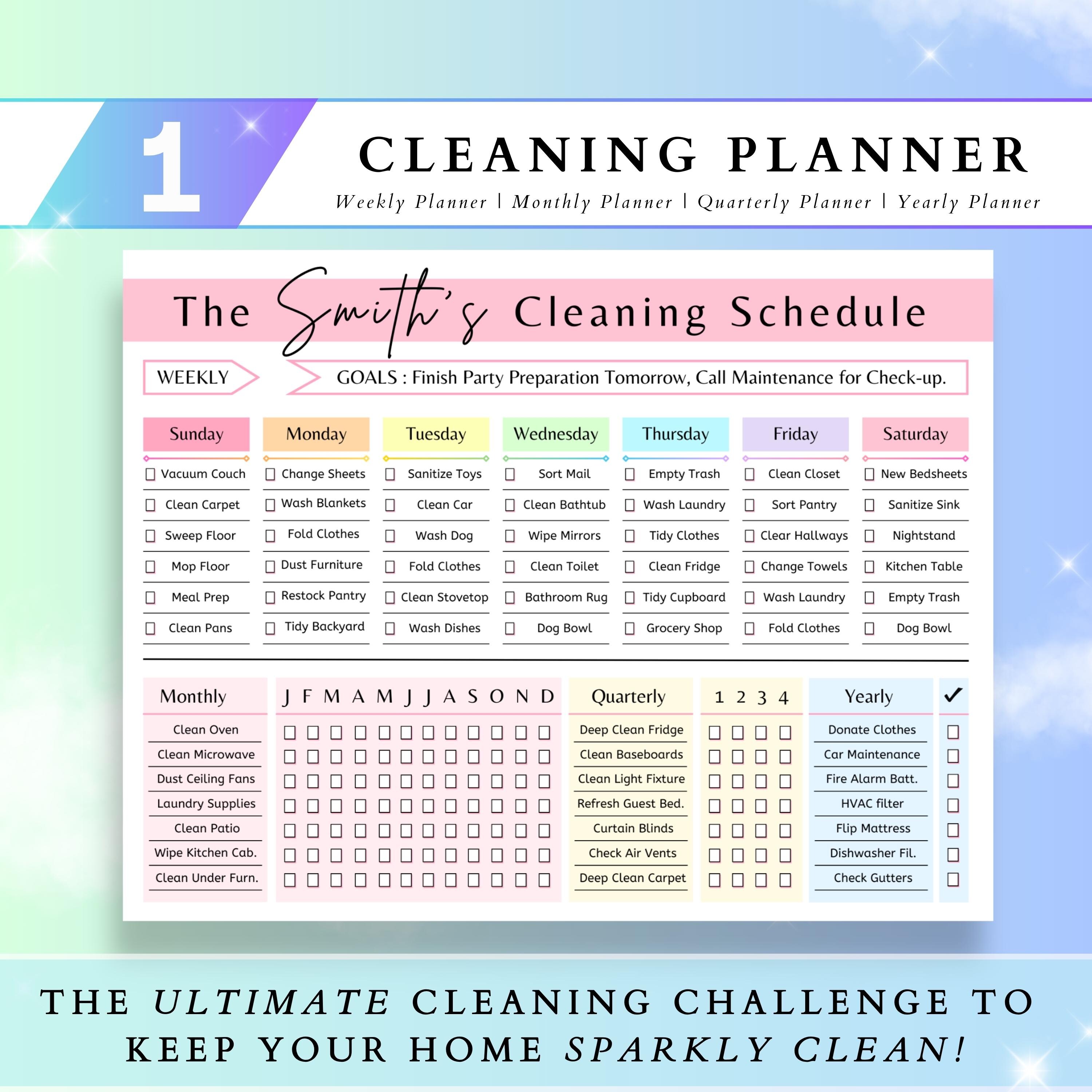 Editable Cleaning Planner Template, Cleaning Bundle, Checklist Canva ...