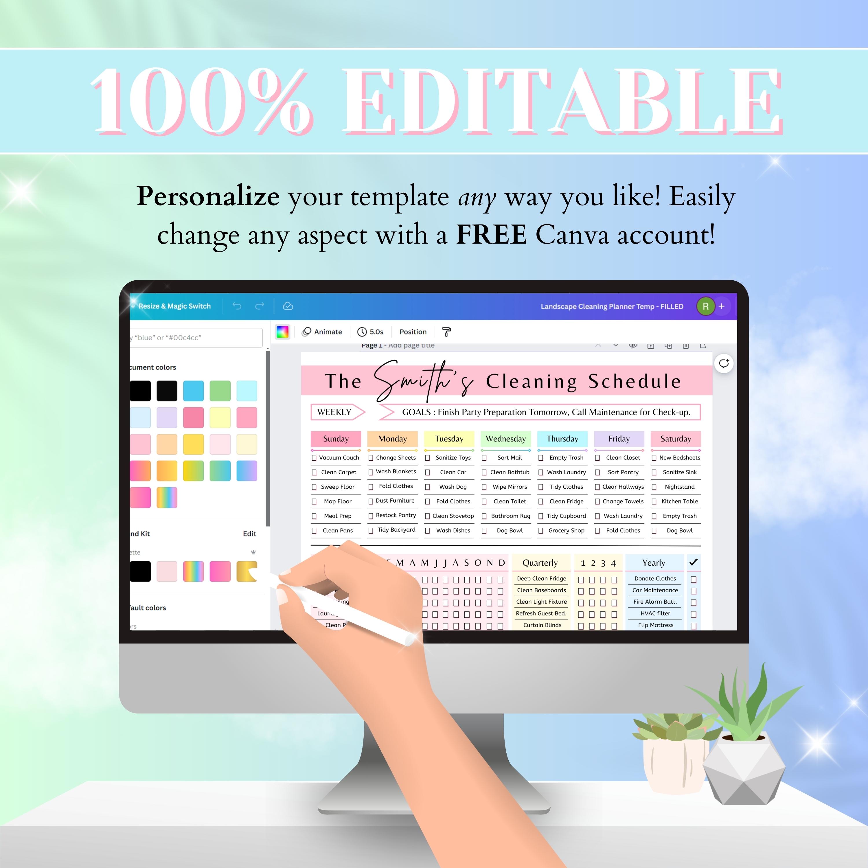 Editable Cleaning Planner Template, Cleaning Bundle, Checklist Canva ...