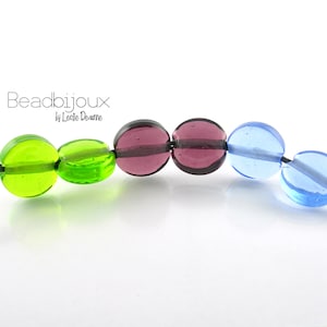 Beadbijoux Handmade Lampwork Glass Bead Set Loose Beads SRA in Lime Green Purple Blue
