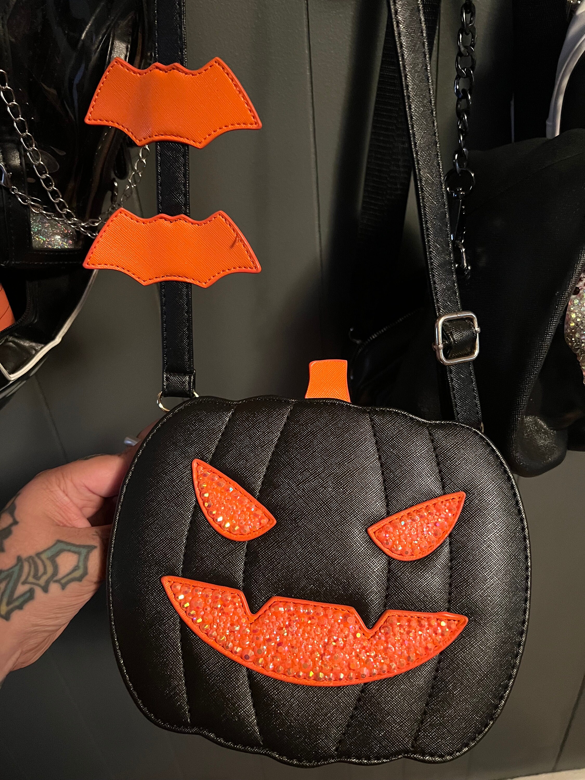 Rhinestone Pumpkin Crossbody