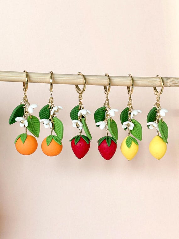 Juicy Fruits Earrings Strawberry Earrings Lemon Earrings
