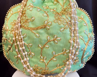 Embroidered Silk Polti Bag, Rajasthani Style Indian, wedding