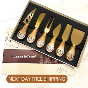 Personalized Cheese Knives Set- GOLD, Perfect for Christmas, Anniversary, Wedding gift, Birthday, Anniversary, Engagement, Housewarming gift