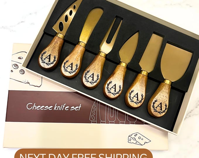 Personalized Cheese Knives Set- GOLD, Perfect for Christmas, Anniversary, Wedding gift, Birthday, Anniversary, Engagement, Housewarming gift