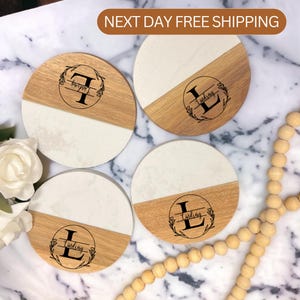 Personalized Coasters Set of 4- Housewarming Gift, Anniversary, Birthday, Realtor Gift, Mom Gift, Wedding, Gift for Couples, Anniversary