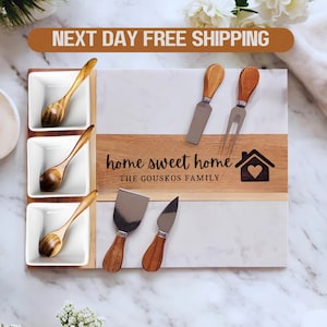 Personalized Housewarming Charcuterie Board Set, Cutting Board 11 Pieces, Cheese Serving Platter-Housewarming, Engagement Gift, Gift for Mom