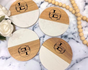 Personalized Coasters Set of 4- Housewarming Gift, Anniversary, Birthday, Realtor Gift, Mom Gift, Wedding, Gift for Couples, Anniversary