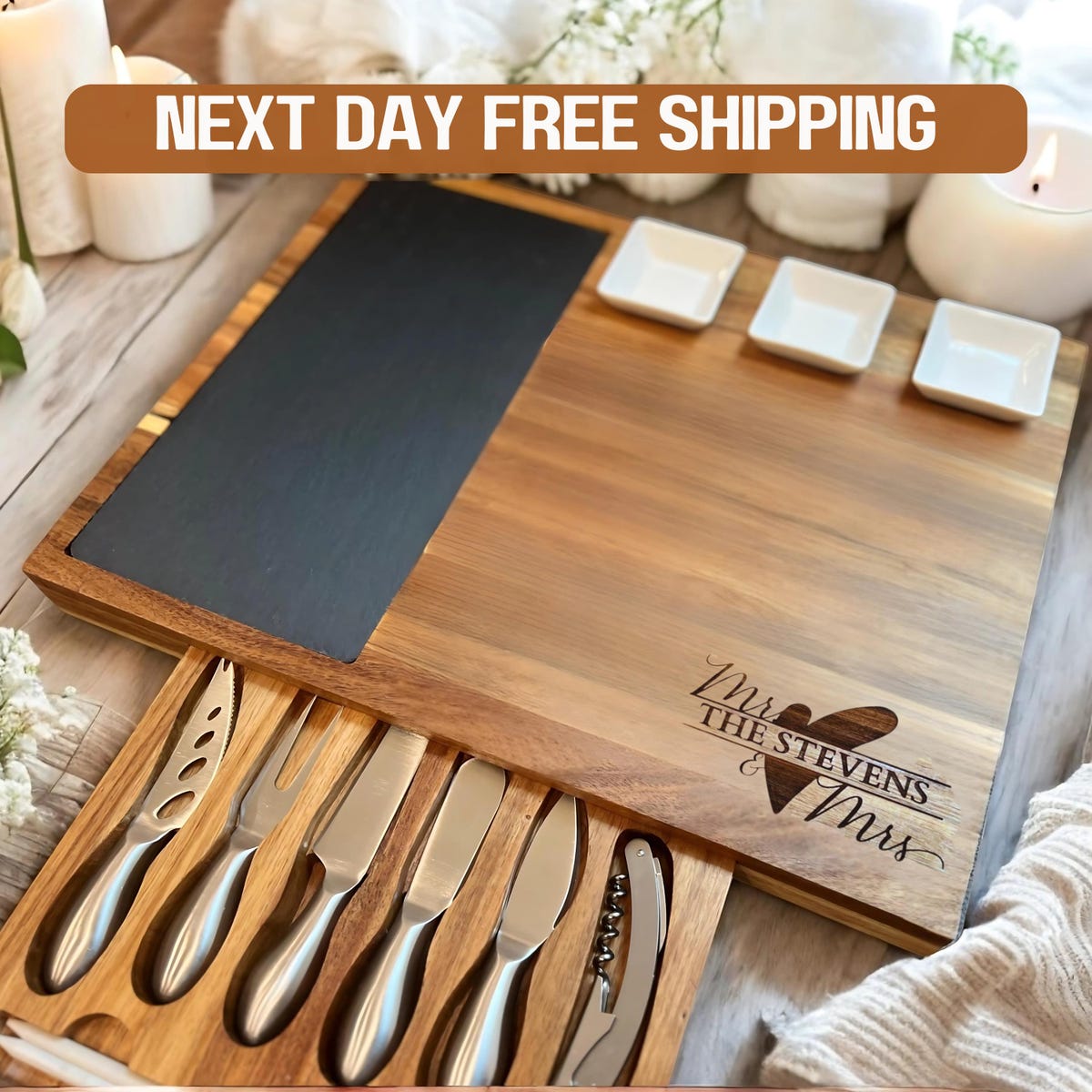 Personalized Anniversary Charcuterie Board Set, Slate and Knife Set, 17 Pcs - Realtor Closing Gift, Wedding Gift Birthday Gift Couple Gift - Etsy