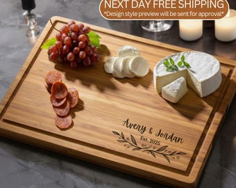 Planche à découper personnalisée pour charcuterie - Cadeau idéal pour Noël, un mariage, une pendaison de crémaillère, un anniversaire ou un cadeau d'entreprise