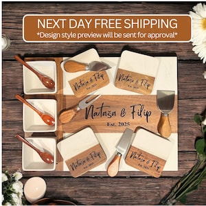 Personalized Charcuterie Board Set, Cutting Board 11 Pieces, Cheese Serving Platter- Gift Christmas, Holiday, Anniversary, Wedding, Realtor,