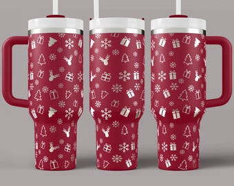 Christmas Tumbler Wrap SVG – Reindeer, Presents, and Tree Design (Digital File)