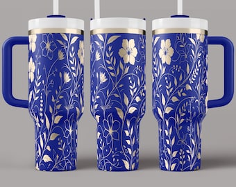 Floral Vine Tumbler Wrap Laser SVG: Botanical 40oz Tumbler Design