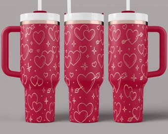 Valentine’s Day Heart Pattern Tumbler Wrap SVG | 40oz Laser Engraved Tumbler File