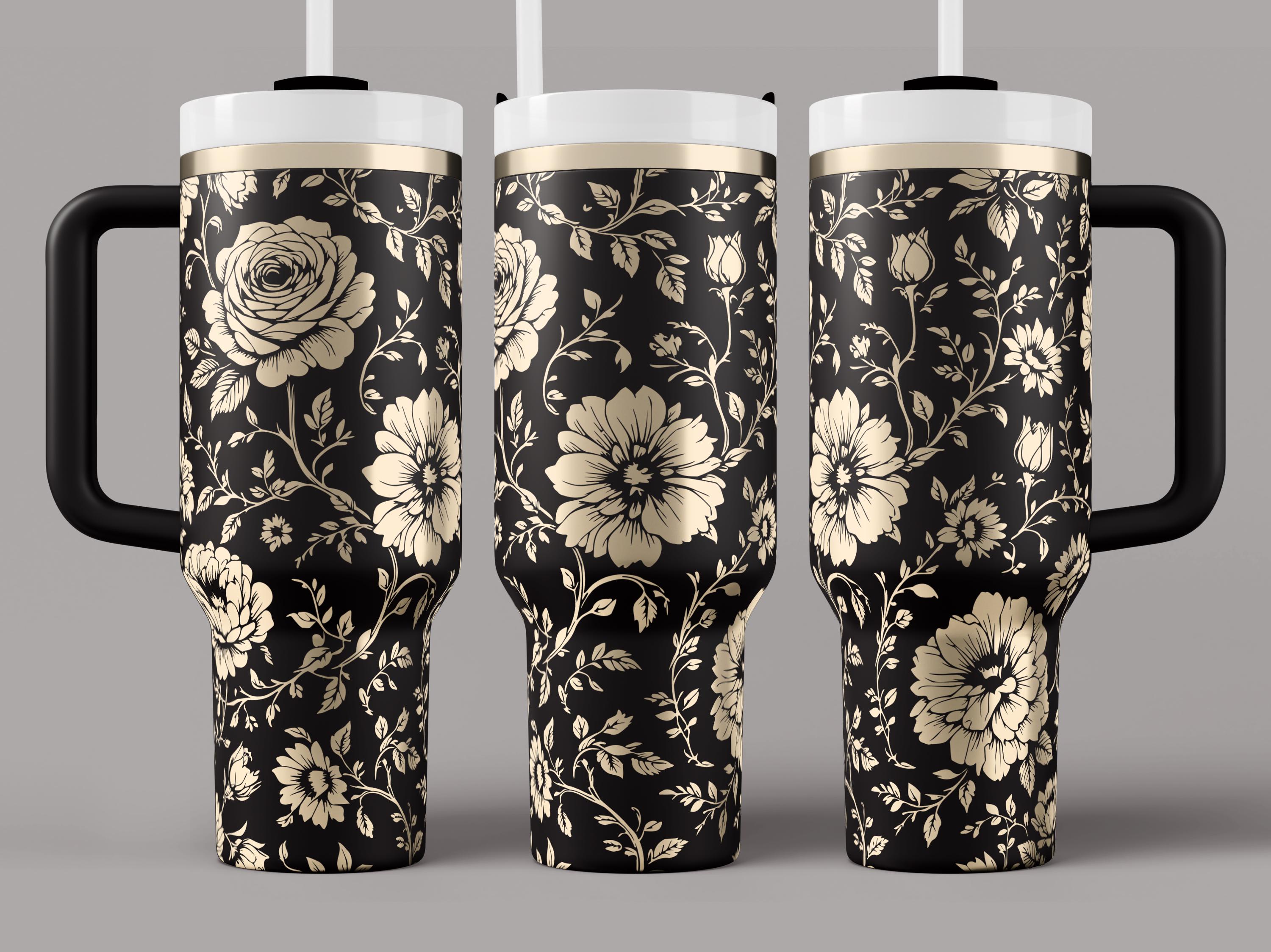Floral Rose Vine Tumbler Wrap Laser SVG - 40oz Tumbler File (digital ...