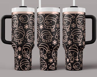 Snowman Funny Faces Tumbler Wrap – Laser Engraved 40oz Design (SVG, PNG)