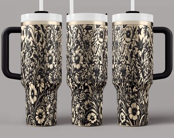 Floral Tumbler Wrap Laser SVG: Wildflower Meadow 40oz Tumbler File