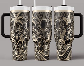 Butterfly Beach Tumbler Wrap Laser SVG: Coastal Waves, 40oz Tumbler (Digital Download)