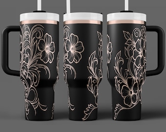 Flower Bouquet 40 oz Tumbler Wrap | Seamless SVG, PNG, JPG | Instant Download