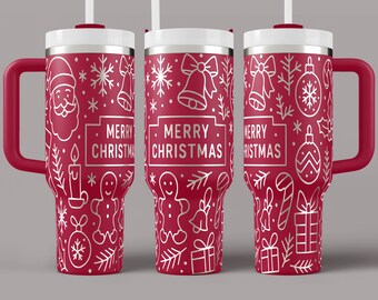 Christmas Tumbler Wrap SVG – Laser Engraved Santa, Snowflake Design (40oz)