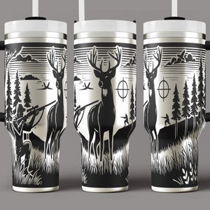 Hirsch Jagd Tumbler Wrap Laser SVG - 40oz Laser gravierte Tumble Wrap - Nahtlose Wildtier Jagd Muster Datei SVG Design