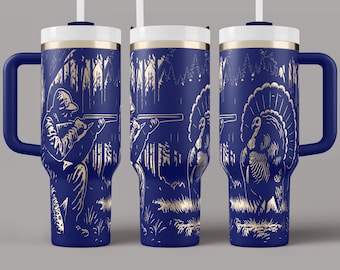 Turkey Hunter Tumbler Wrap SVG: Laser Engraved Hunting Design (40oz)