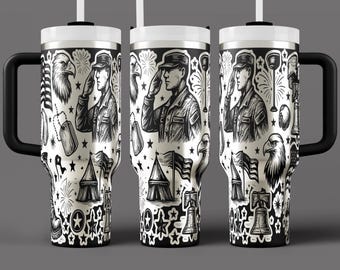 Patriotic Soldier Tumbler Wrap – Laser Engraved Bald Eagle USA Design (SVG/PNG)