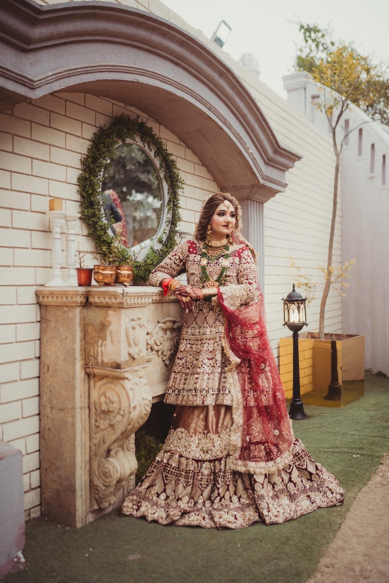 Maroon bridal dress hot sale