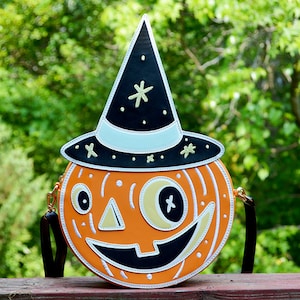 Retro Halloween Pumpkin witch bag
