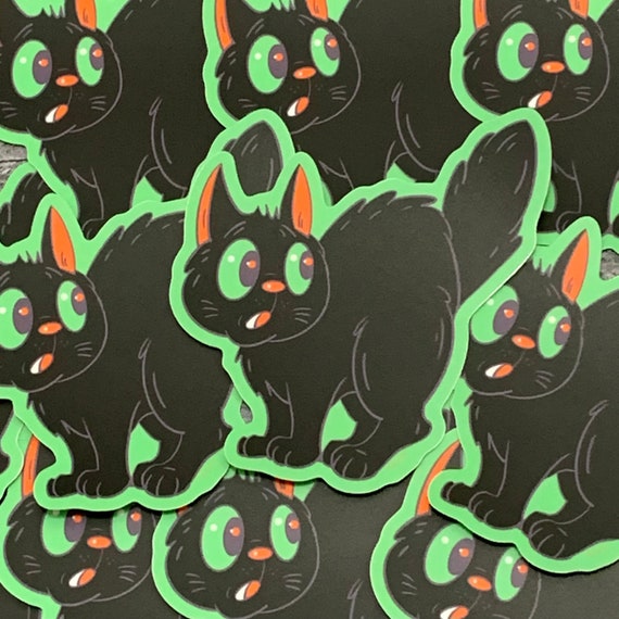 Retro inspired black cat Halloween vinyl sticker