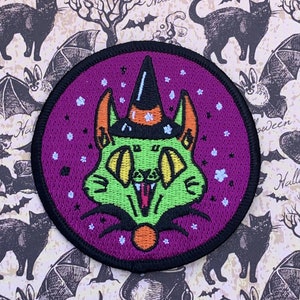 Witchy kitty  iron on Halloween patch