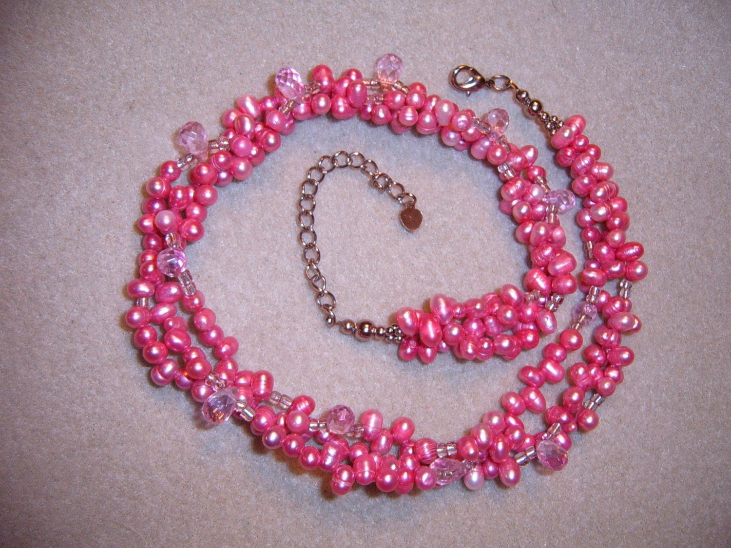 Hot Pink Trio of Pearls Necklace - Etsy