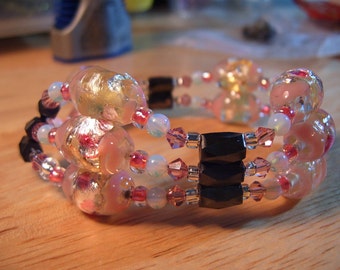 Glass Butterfly Pattern Magnet Bracelet