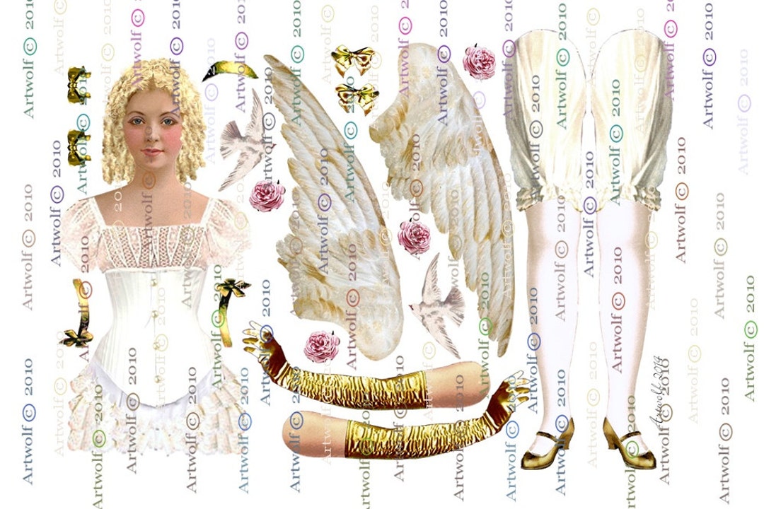 CHRISTMAS Paper Doll ANGEL Altered Art Easter Ballerina Digital Angel