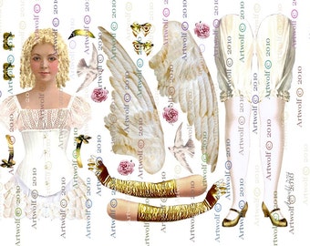 CHRISTMAS A ANGEL Paper Doll Altered art easter Ballerina Digital Angel Paper doll Download Papercrafts  Scrapbooking Cardmaking