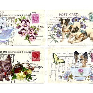 HONDEN Puppykaart Papillon Scottie Terrier Westie Afdrukbare vintage ansichtkaart Papercrafts Kaarten maken